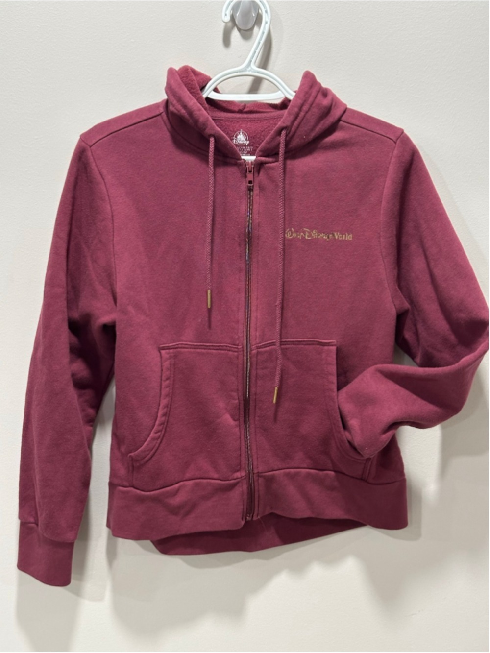 Women's Disney Walt Disney World Zip-Up Hoodie Burgundy Gold Size S